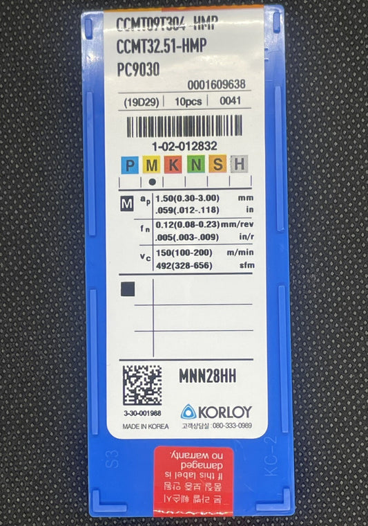 KORLOY CCMT 32.51 HMP PC9030 CCMT09T304 Carbide Inserts 10pcsĀ Free Ship!