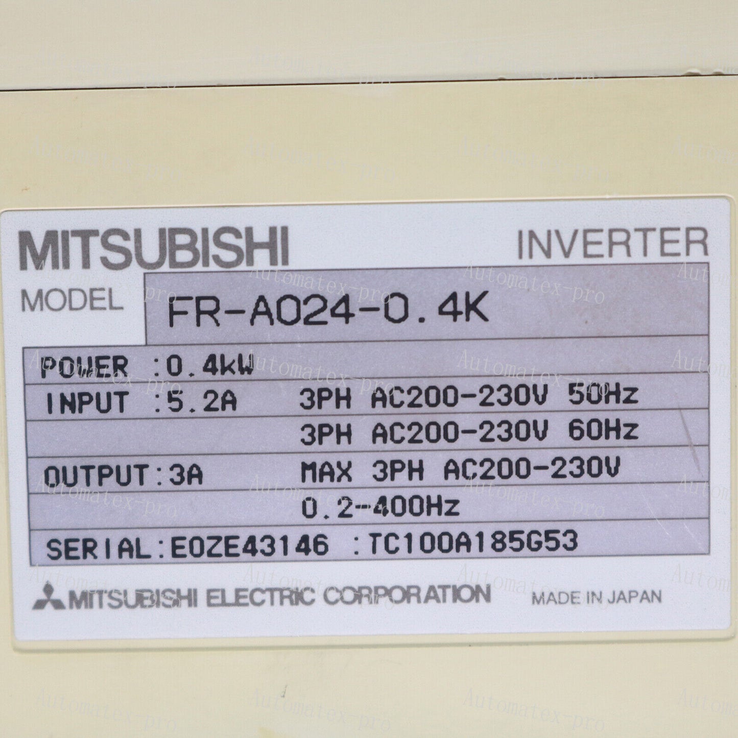 used Mitsubishi inverter FR-A024-0.4K - MITSUBISHI