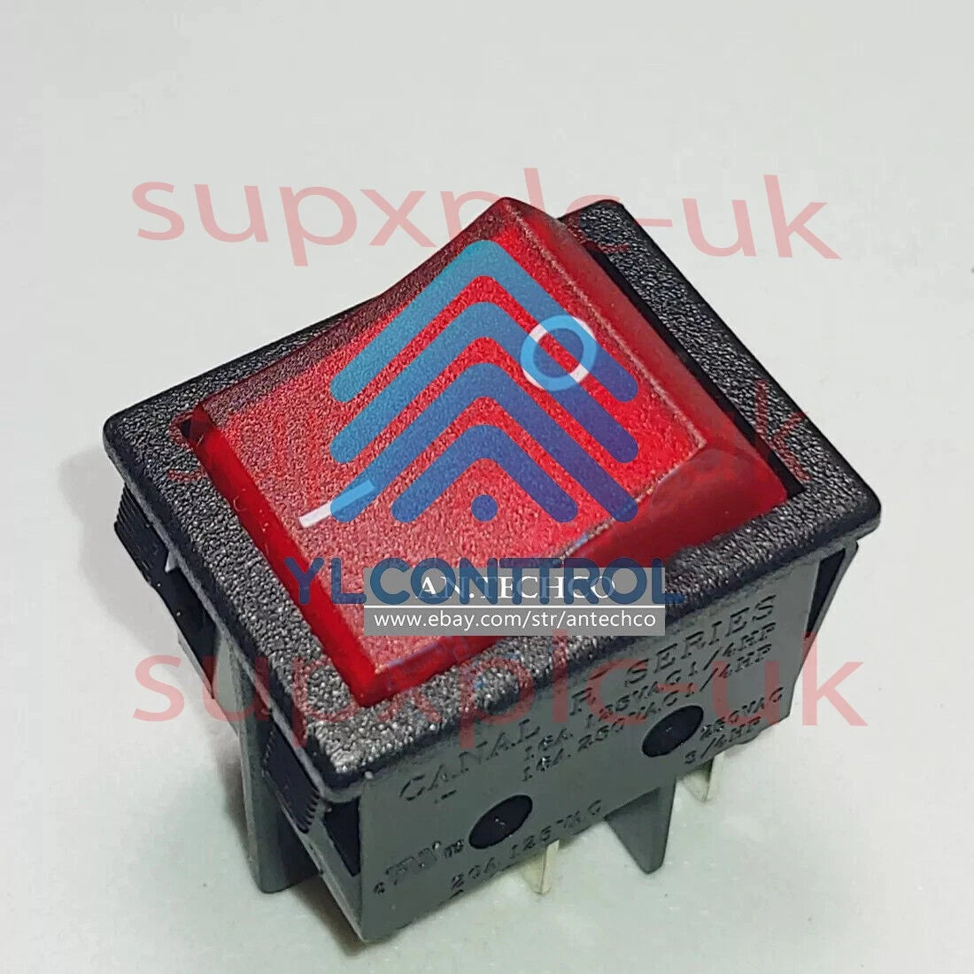 pins 2 Positions Rocker Switch 16A 125/250VAC With Red Light~
