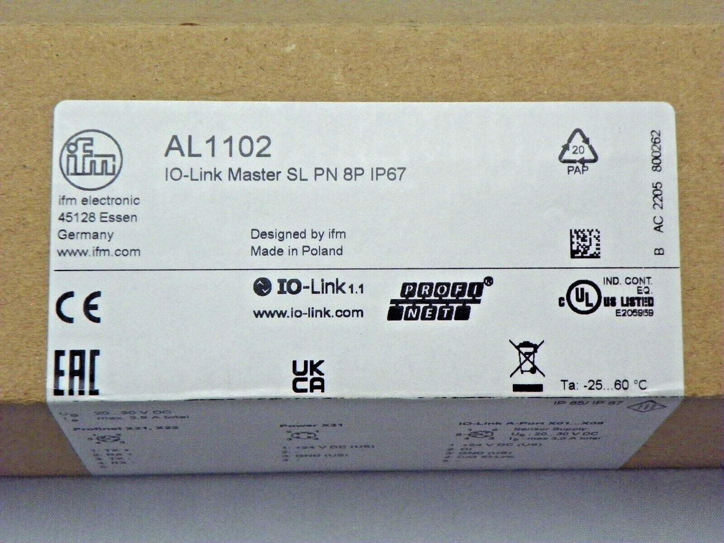 ifm® AL1102 IO-Link Master SL PN 8P IP67 - IFM®