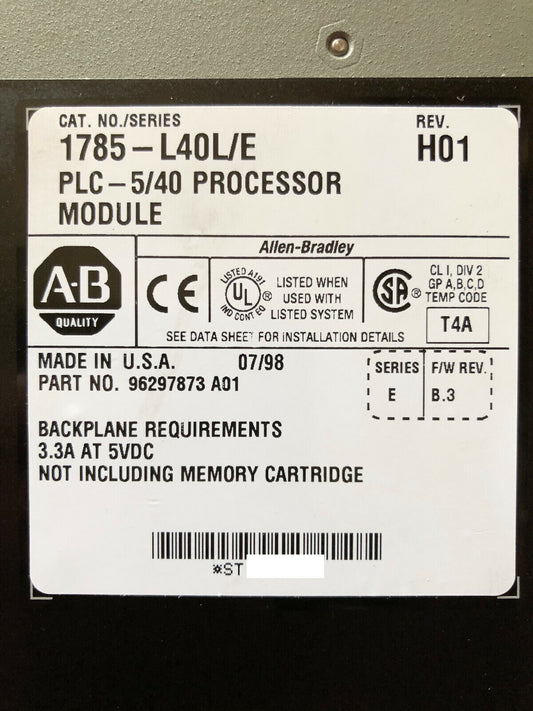 Sealed Allen-Bradley 1785-L40L/E Processor - ALLEN-BRADLEY