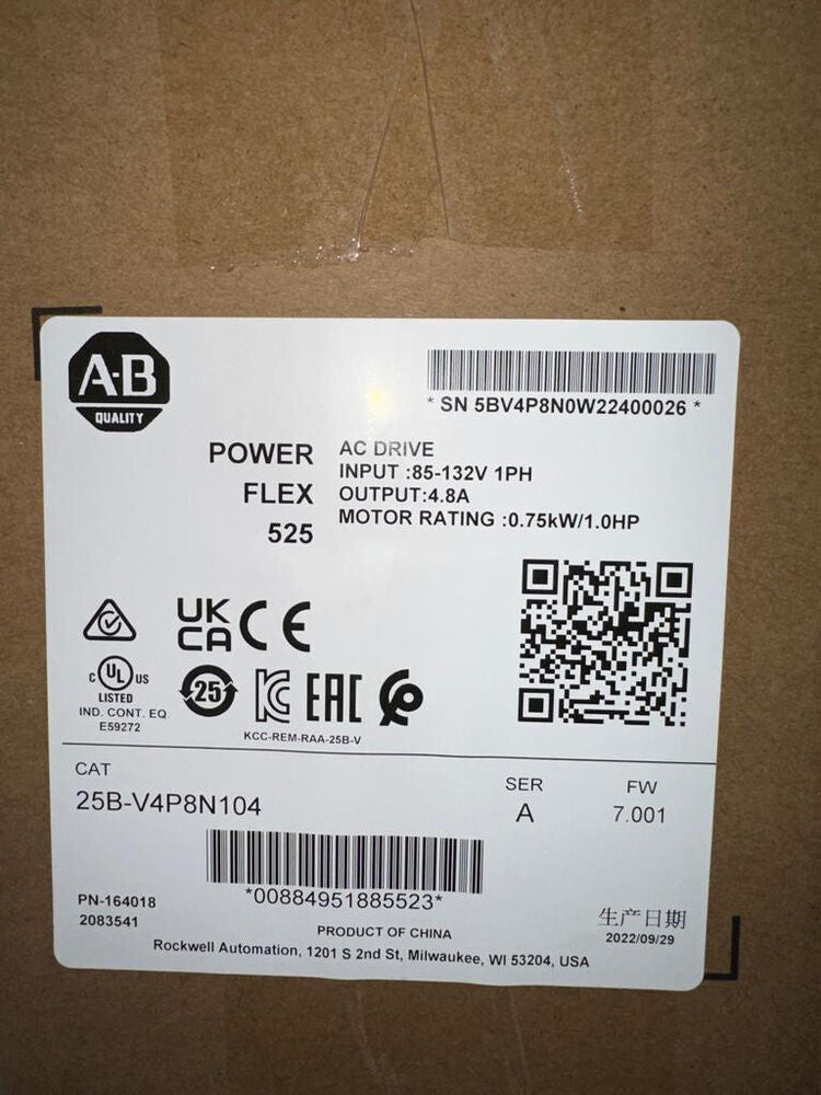 AB 25B-V4P8N104 PowerFlex 525 AC Drive 0.75kW 1Hp 25BV4P8N104
