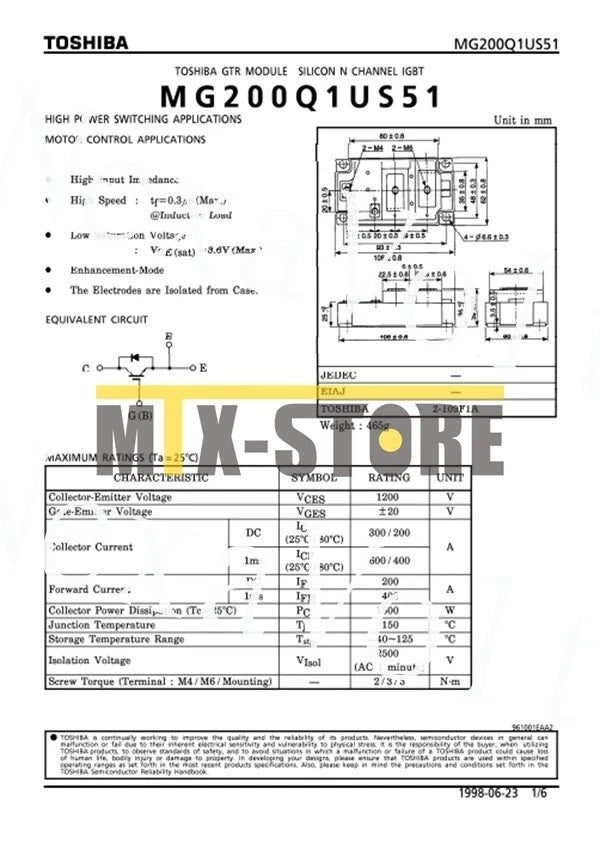1PCS Module TOSHIBA MG200Q1US51 Quality Assurance