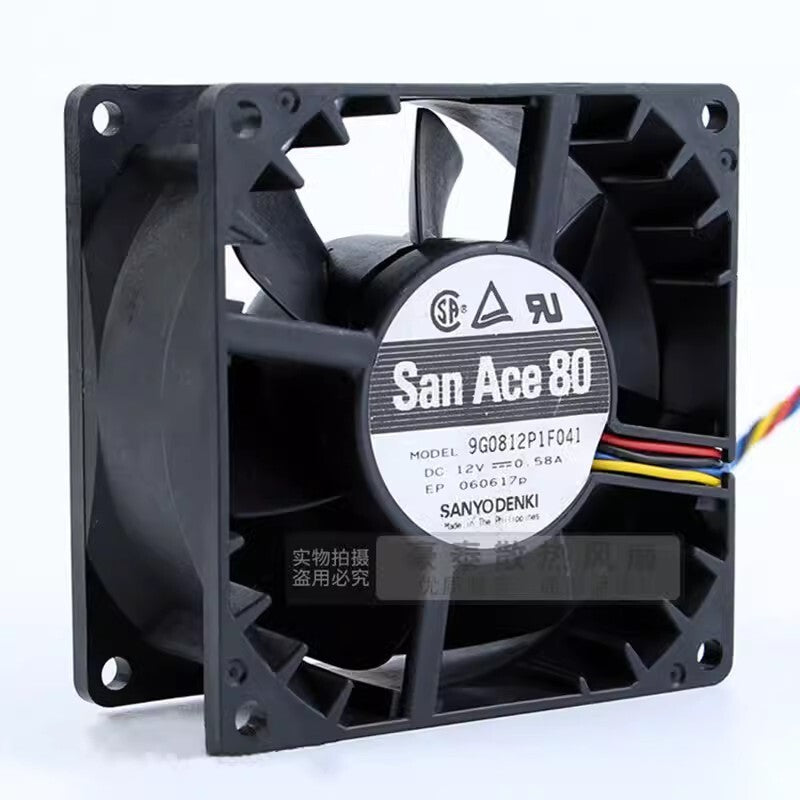 Sanyo 9G0812P1F041 8038 DC12V 0.58A 8CM 4-Wire Server Mute Cooling Fan