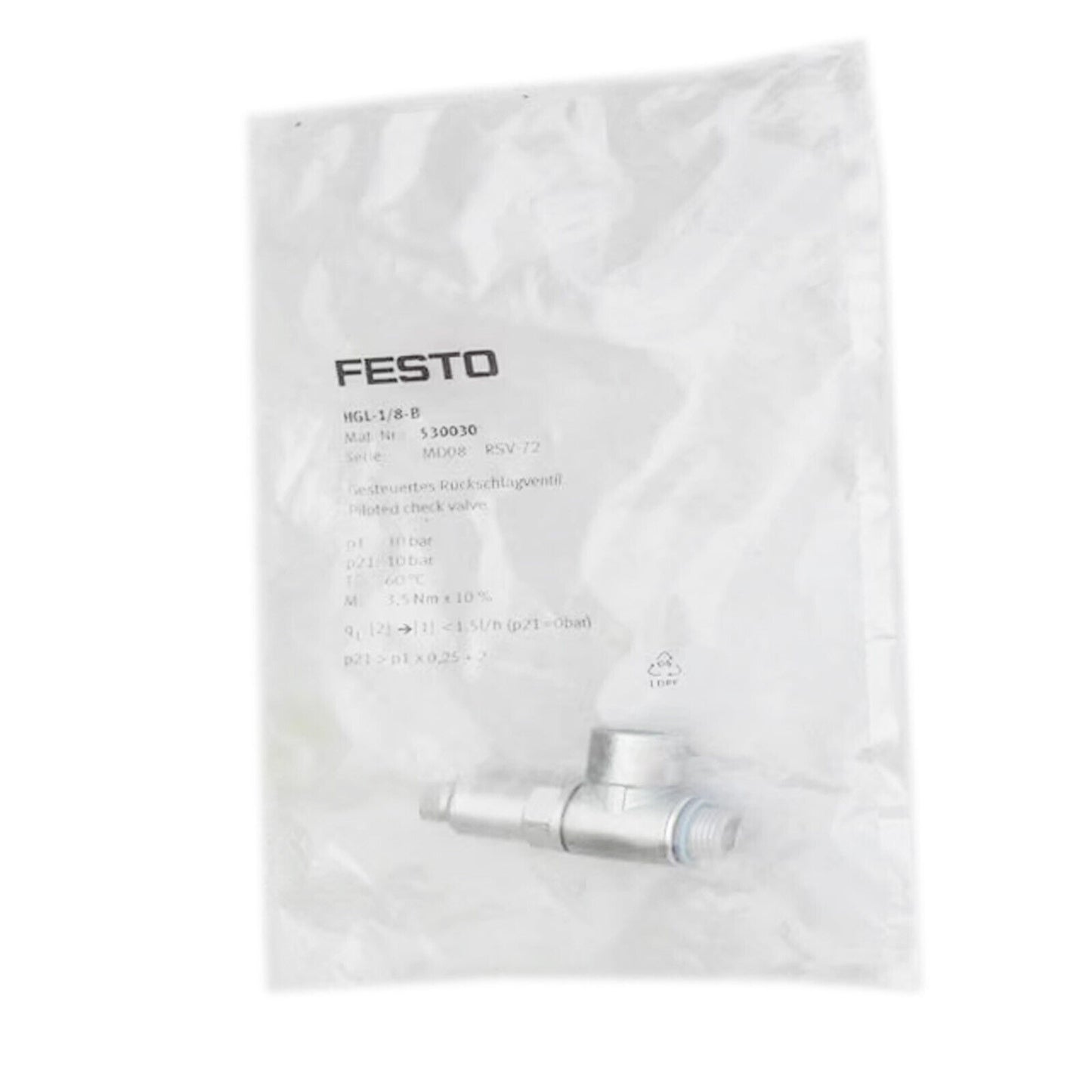 FESTO HGL-1/8-B Non-Return Valve - FESTO