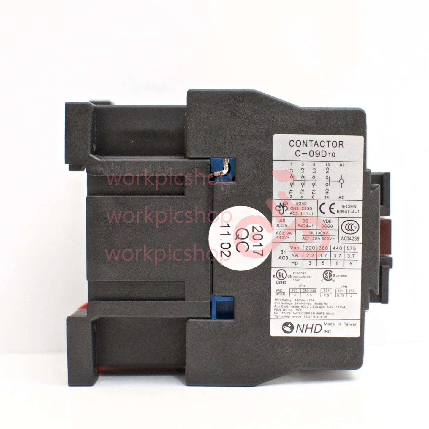 NHD C-09D10E7 magnetic contactor for 3HP motor, 120V coil, normally open