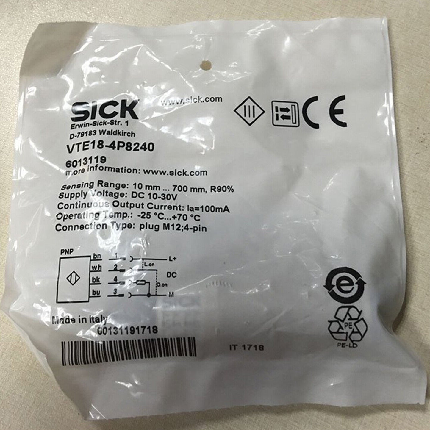 ONE SICK Proximity Switch Sensor VTE18-4P8240 SPOT STOCKS - ONE SICK