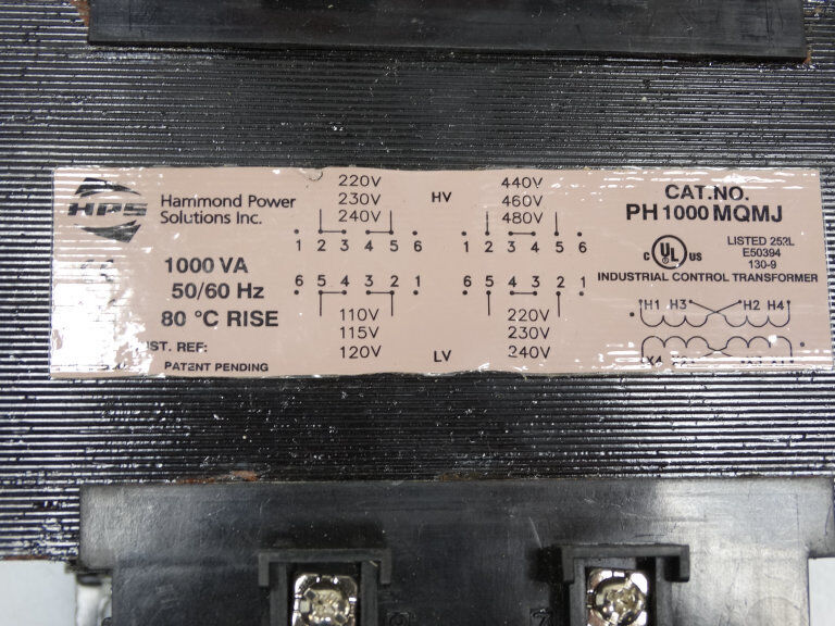 HAMMOND PH1000MQMJ TRANSFORMER - Power Solutions - High Efficiency - 1000VA - 60Hz - 208V - 480V - HAMMOND
