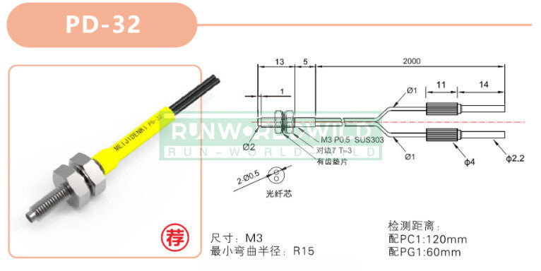 1PCS For MEIJIDENKI Optical Fiber Sensor PD-32