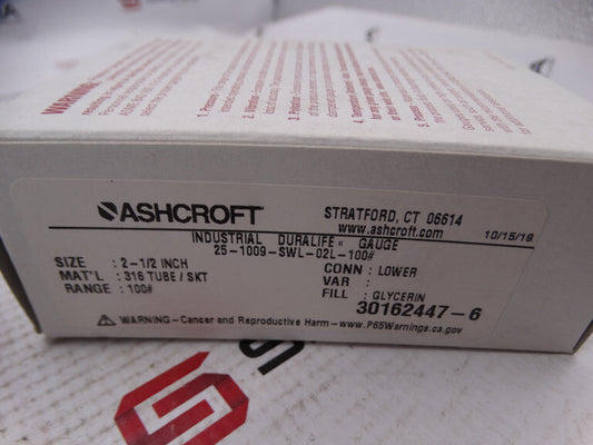 ASHCROFT 1009SWL02L100# GAUGE Model: 1009SWL02L100# - ASHCROFT