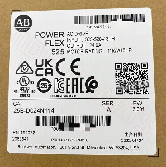 Allen-Bradley PowerFlex 525 AC Drive, 480V, 15HP - ALLEN-BRADLEY