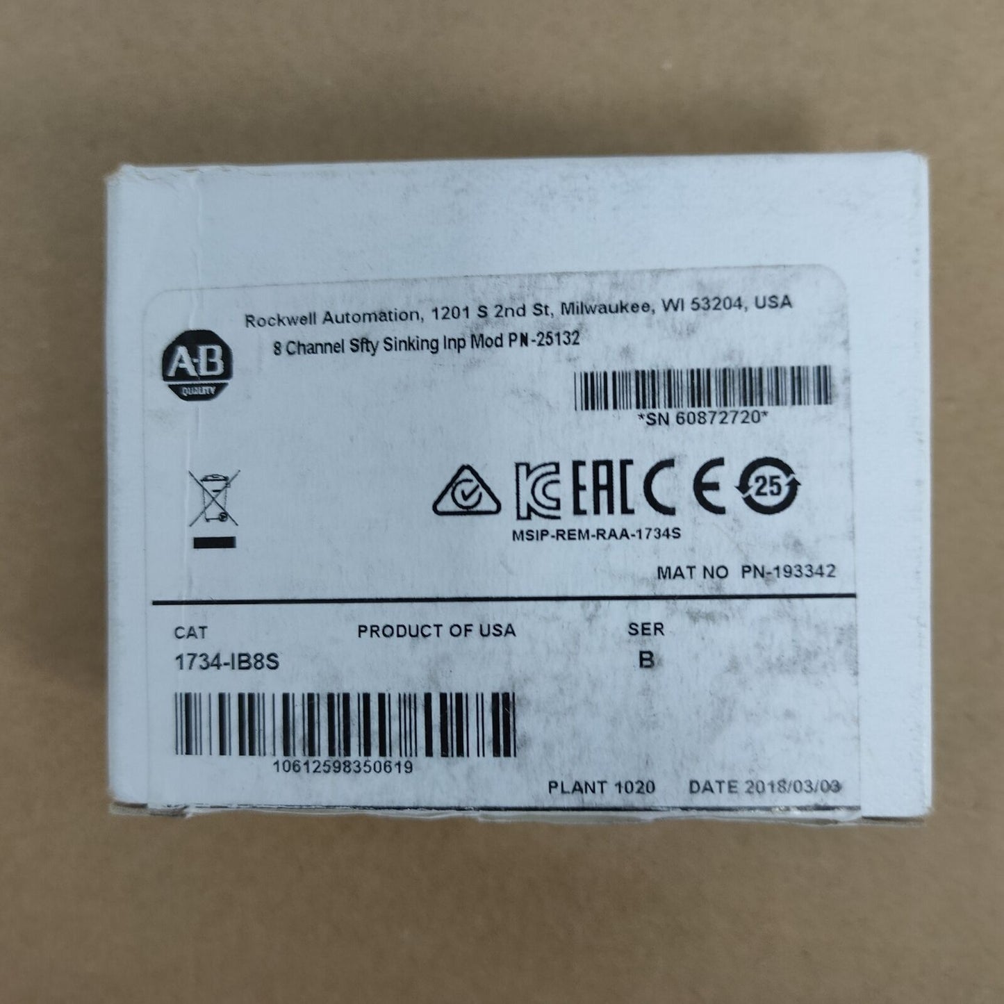 Allen Bradley AB 1734-IB8S Digital Safety Input Module - ALLEN BRADLEY