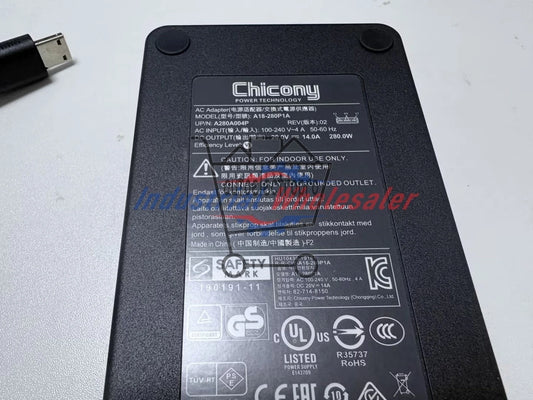 Chicony 280W AC Adapter Charger For SAGER CLEVO PD70SNE-G A18-280P1A 20V 14A