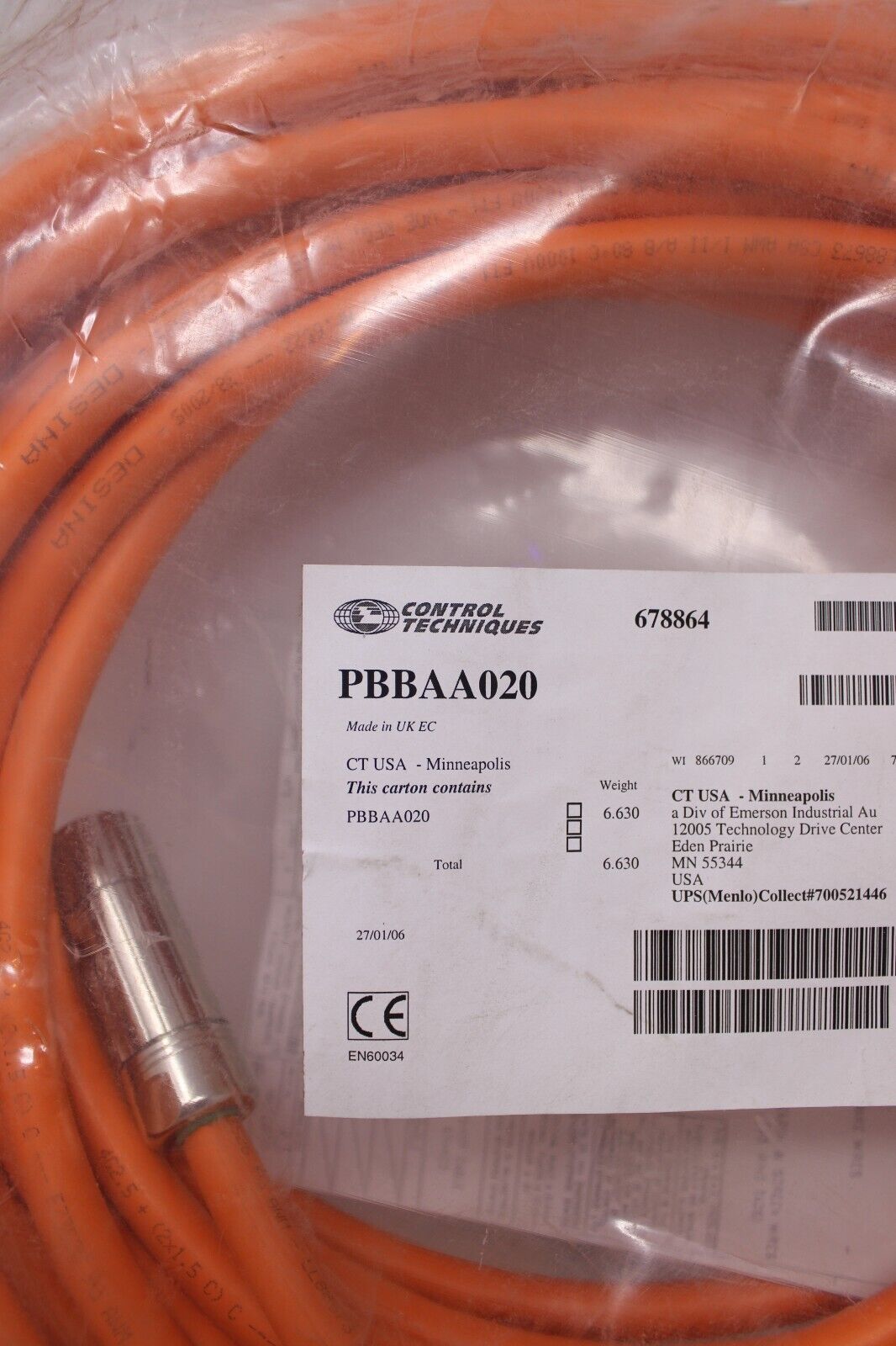 new Control Techniques PBBAA020 Cordset - CONTROL TECHNIQUES