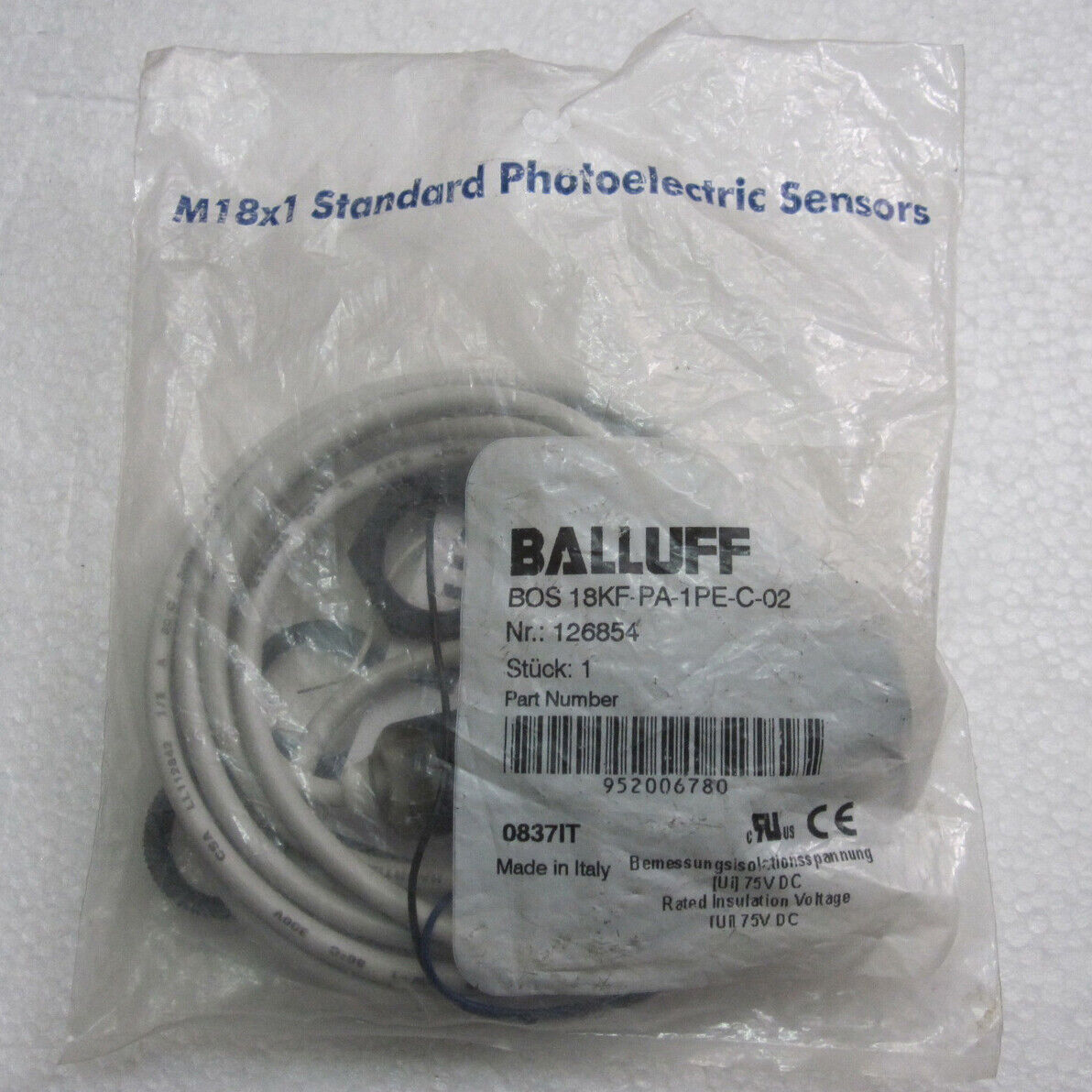 1PC BALLUFF Photoelectric sensor BOS 18KF-PA-1PE-C-02 Alternative names - BALLUFF