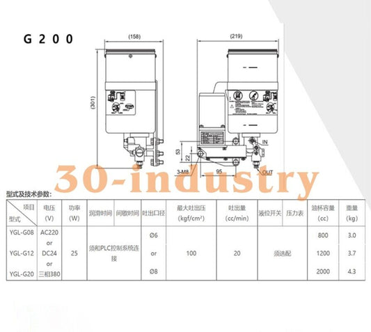 1PCS FOR ISHAN Punch 2000cc 25W Auto Grease Pump YGL-G200 DC24V AC110/220/380 - ISHAN