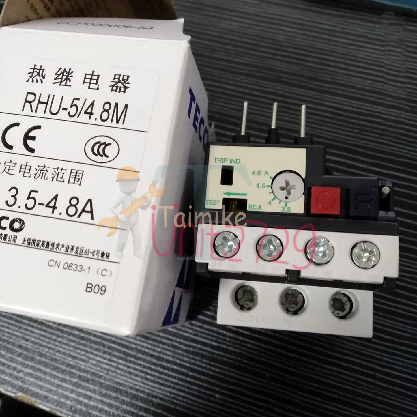 1PCS TECO RHU-5/4.8M 3.5-4.8A Thermal Relay Overload Thermal Protector#QW