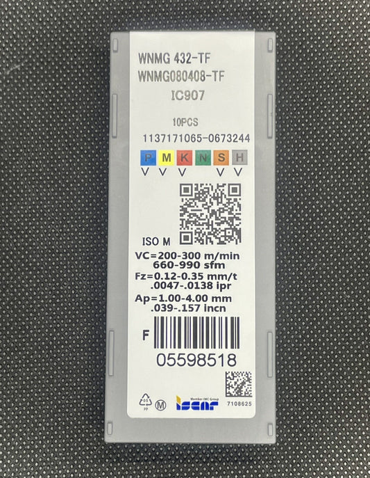 ISCAR WNMG 432-TF WNMG080408-TF IC907 Carbide Inserts 10 pcs Free Shipping!
