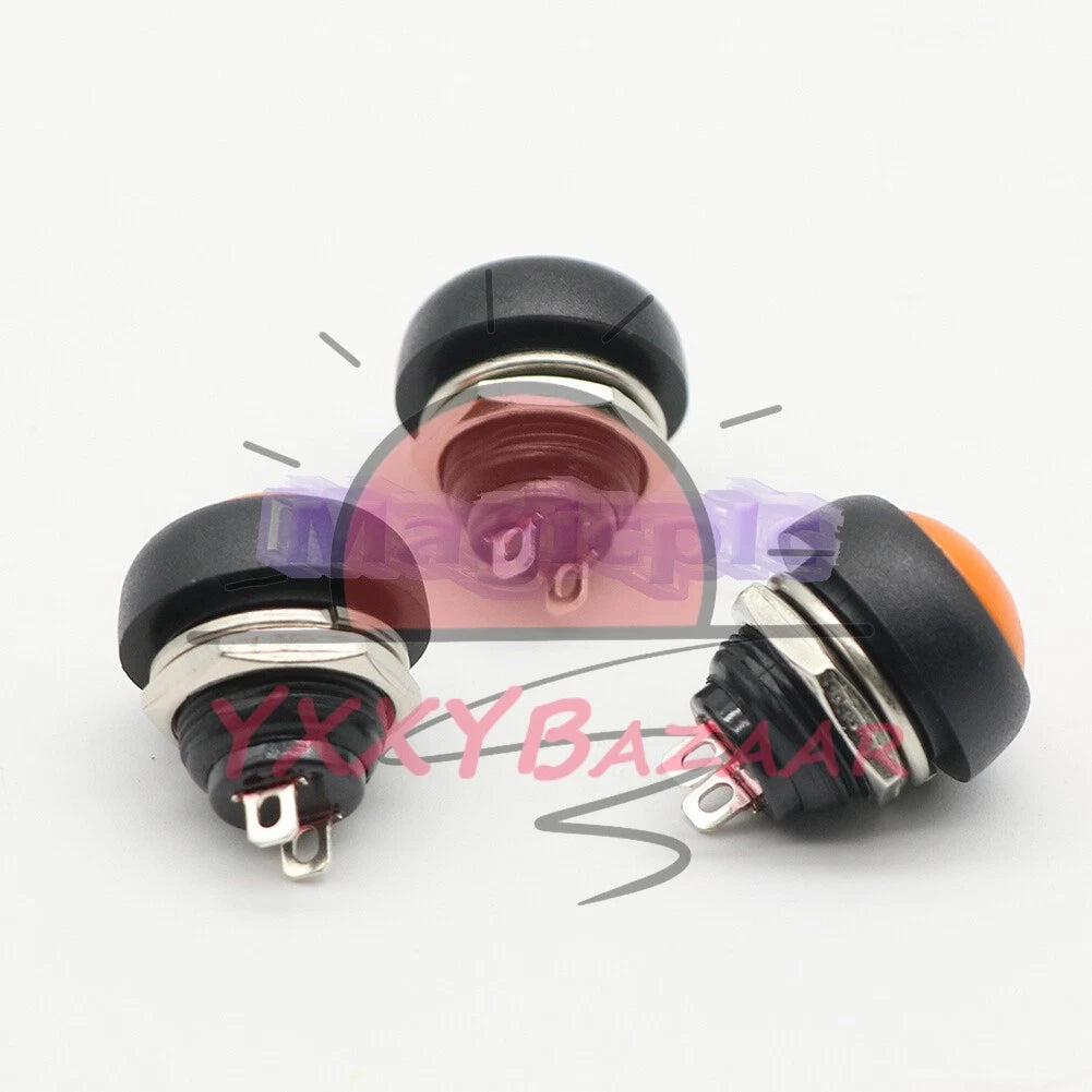3Pcs orange 12mm Waterproof Momentary ON/OFF Push Button Mini Round Switch