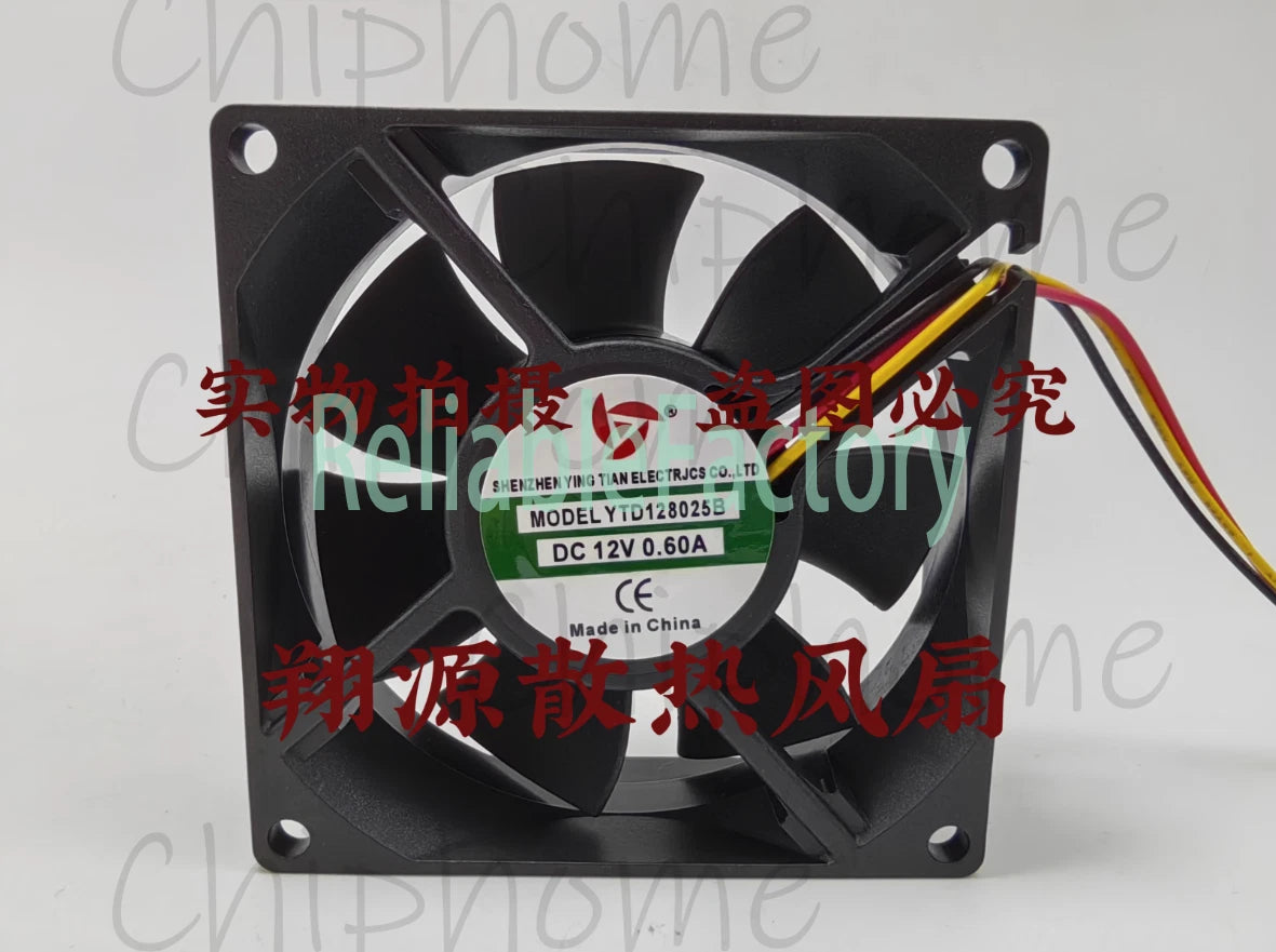 1pcs YING TIAN Fan YTD128025B DC12V 0.60A 8025 8CM 3 wire cooling fan