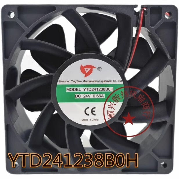1PCS YTD241238B0H 12038 DC24V 0.66A 12CM 2-wire silent cooling fan