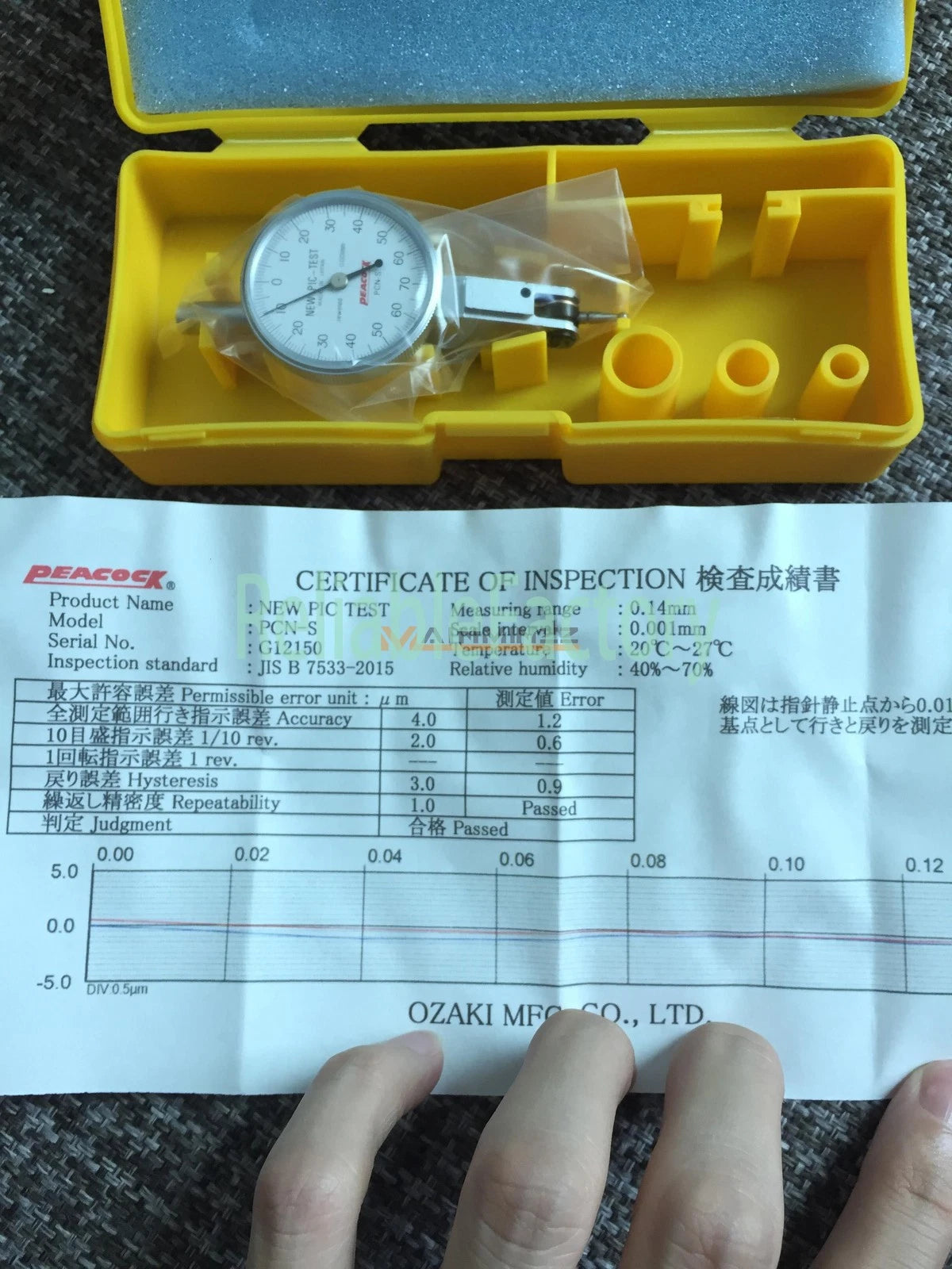one Peacock PCN-SPic-Test Dial Indicator 0.001mm 0.001-0.14mm