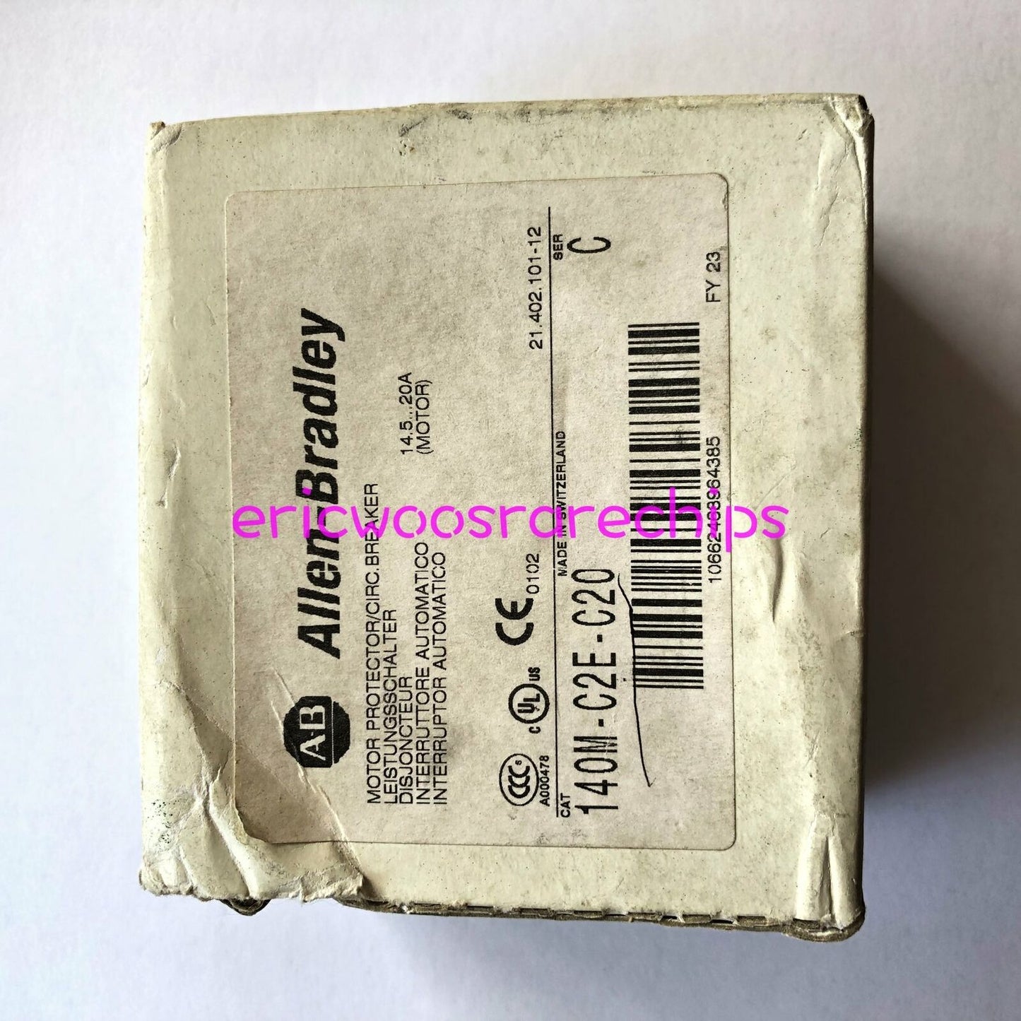 140M-C2E-C20 Motor Protector Circuit Breaker, 2P, 20A - OMRON