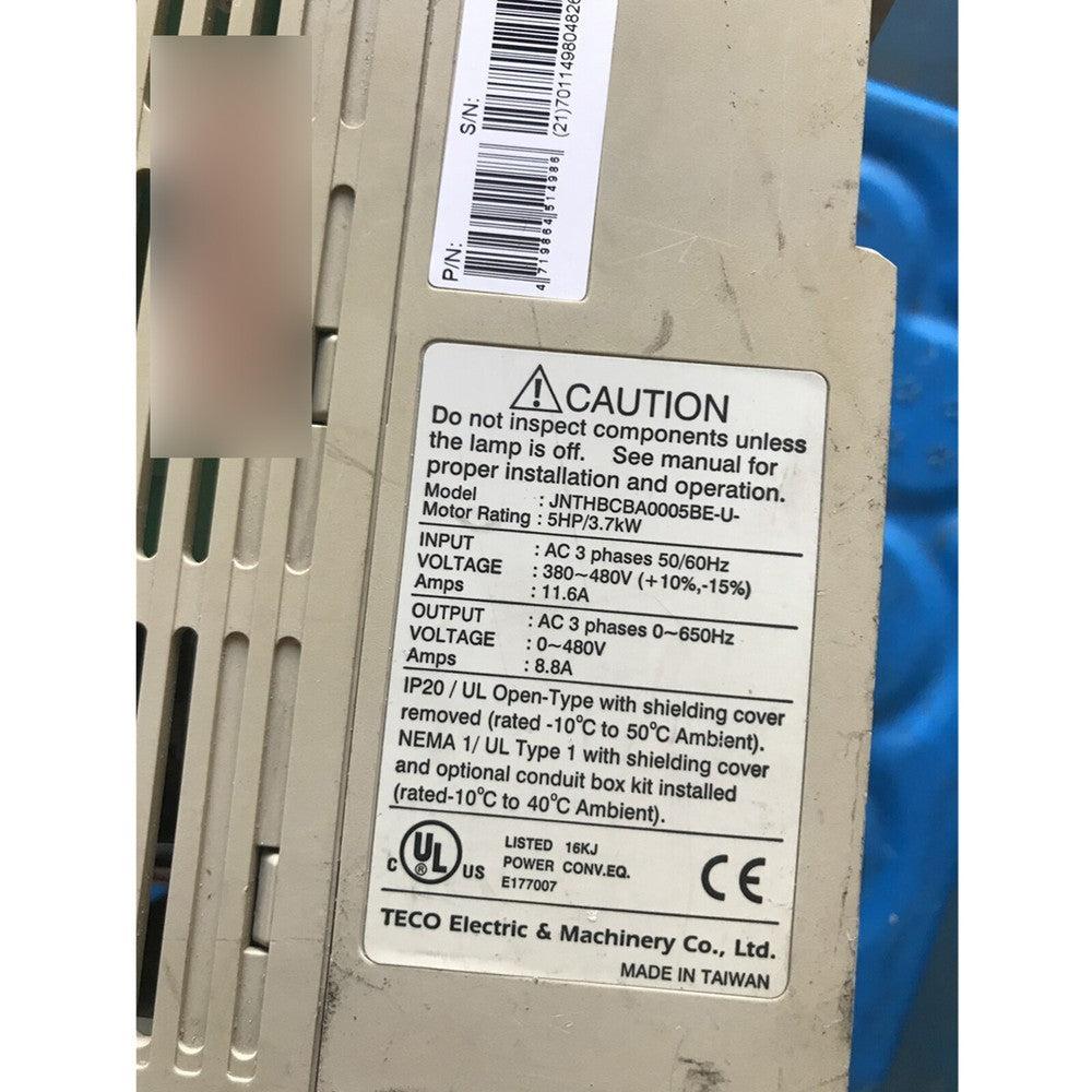 1PCS TECO inverter JNTHBCBA0005BE-U-3.7KW 380V in good condition#QW