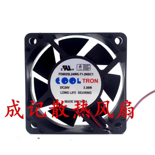 COOLTRON FD6025L24W5-71-2NSC1 6025 DC24V 3.36W 6CM 2-Wire Silent Cooling Fan