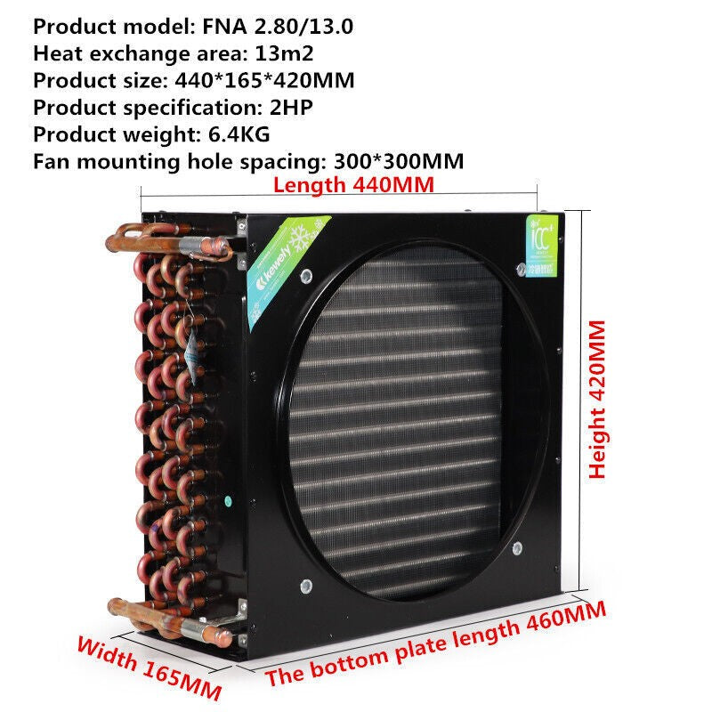 1Pcs FNA-2.80/13.0 2HP 13m² condenser 220V copper tube aluminum radiator