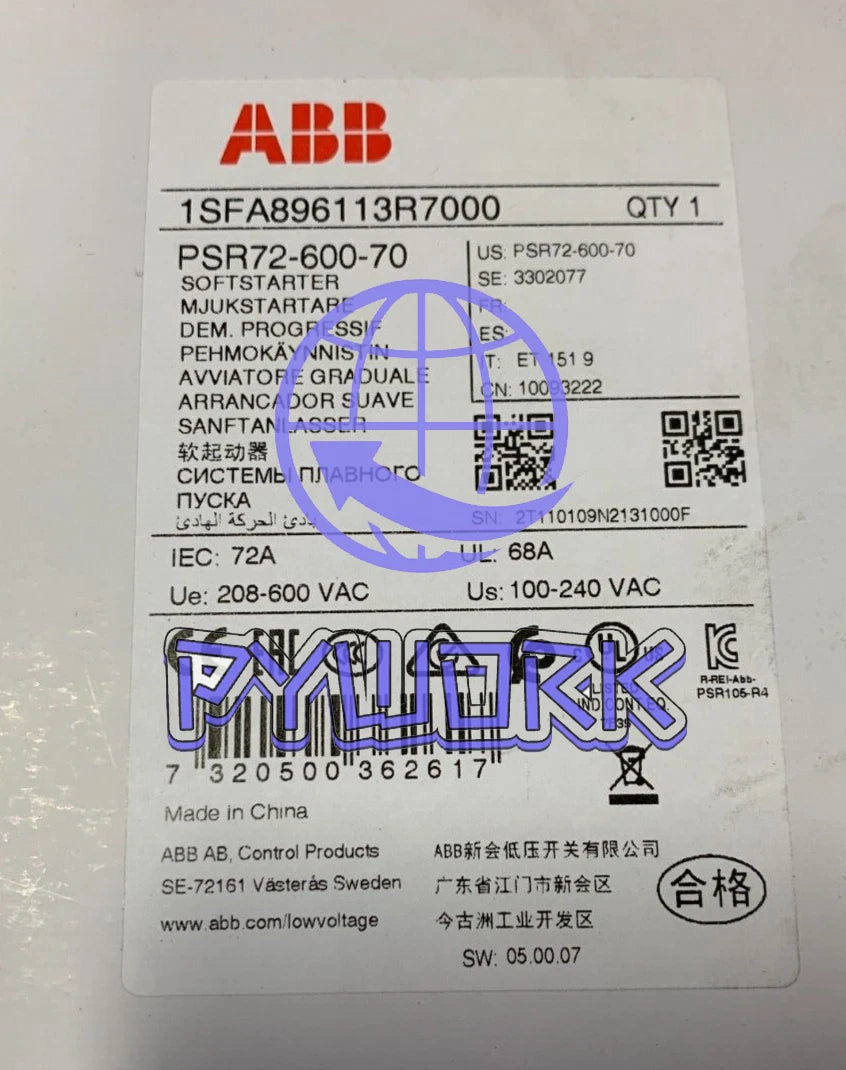 1PCS ABB PLC PSR72-600-70 1SFA896113R7000 SOFT STARTER 72A Fast delivery