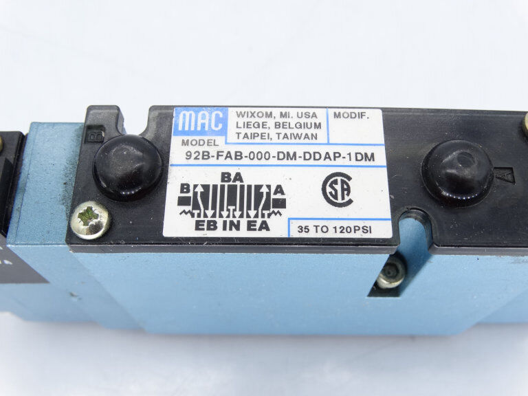 MAC VALVES 92B-FAB-000 DM VALVE 1/2 inch PS 60-1500 O-ring seal industrial laboratory equipment - MAC VALVES INC