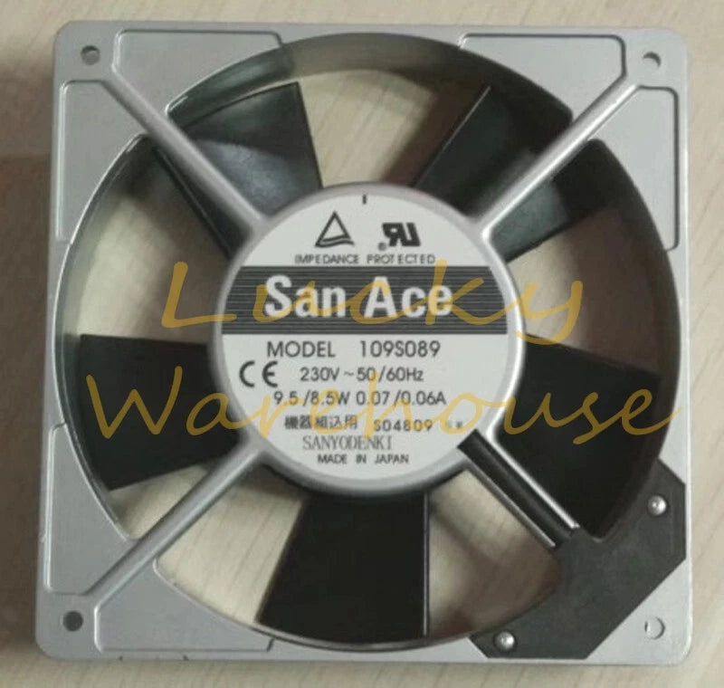Sanyo 109S089 230V 9.5W/8.5W 0.07A/0.06A Metal Axial Cooling Fan