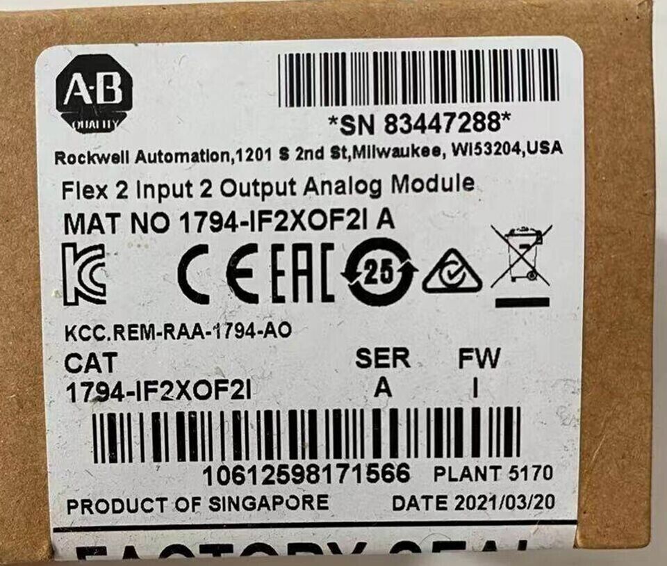 New Factory Sealed AB 1794-IF2XOF2I SER A FIex 2 lnpnt 2 Output Analog Module - FACTORY SEALED