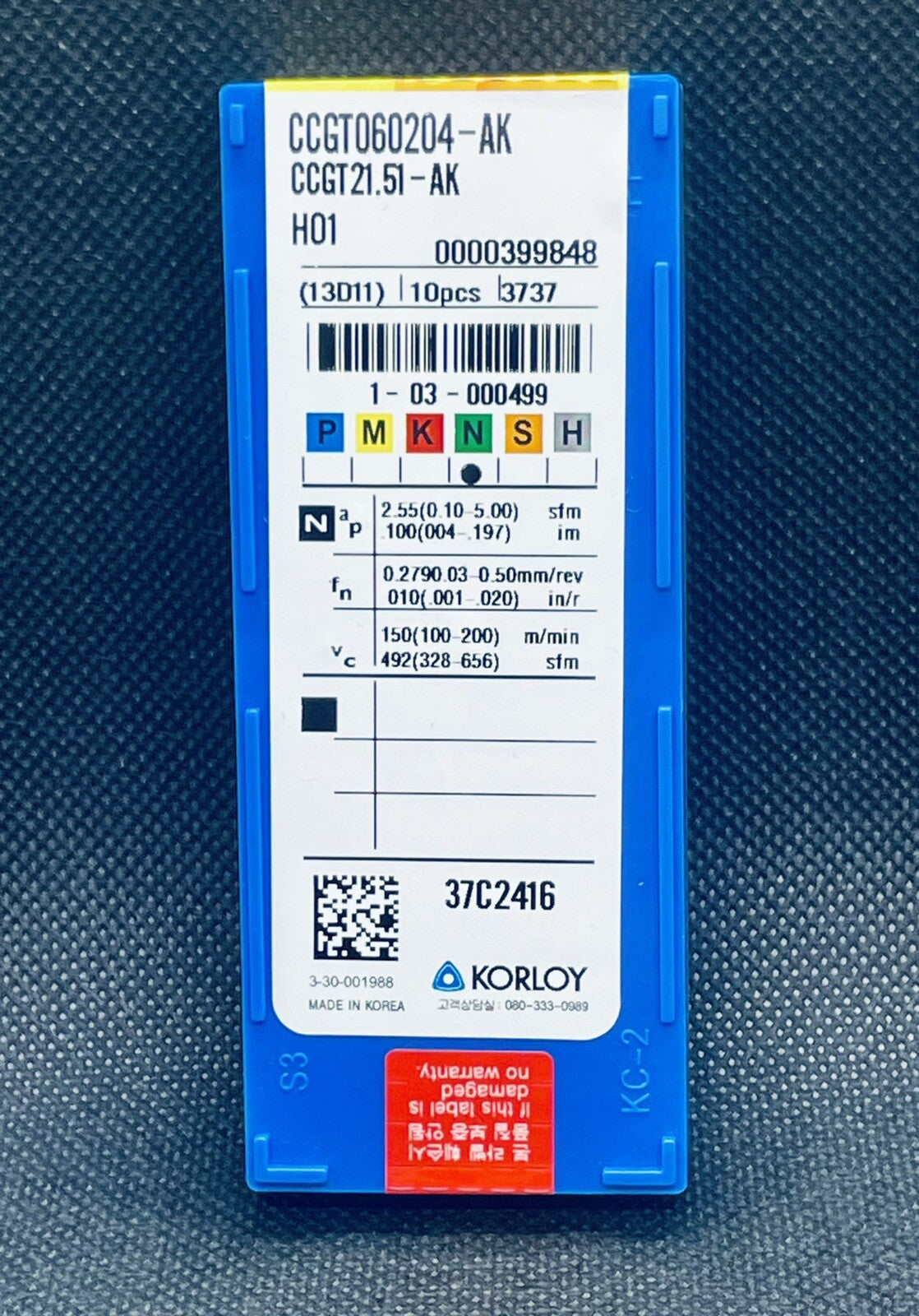 KORLOY CCGT 21.51 AK H01 / CCGT060204-AK H01 Carbide Inserts 10pcs Free Ship!