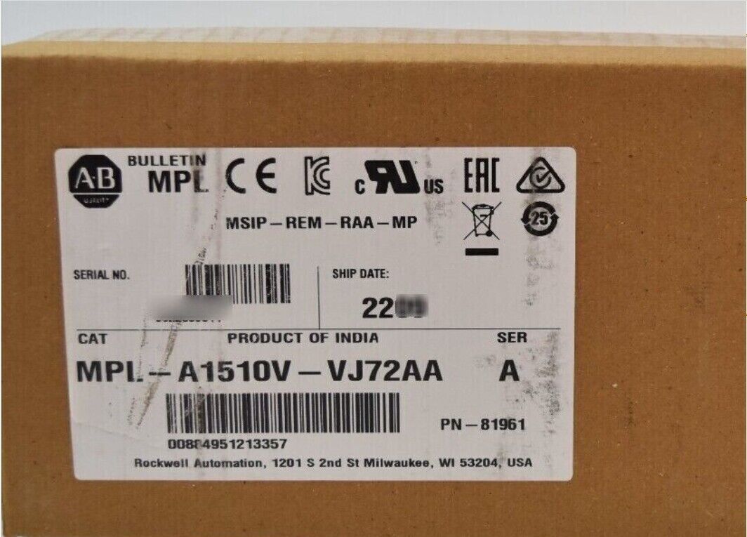 Brand New ALLEN BRADLEY MPLA1510VVJ72AA - ALLEN BRADLEY