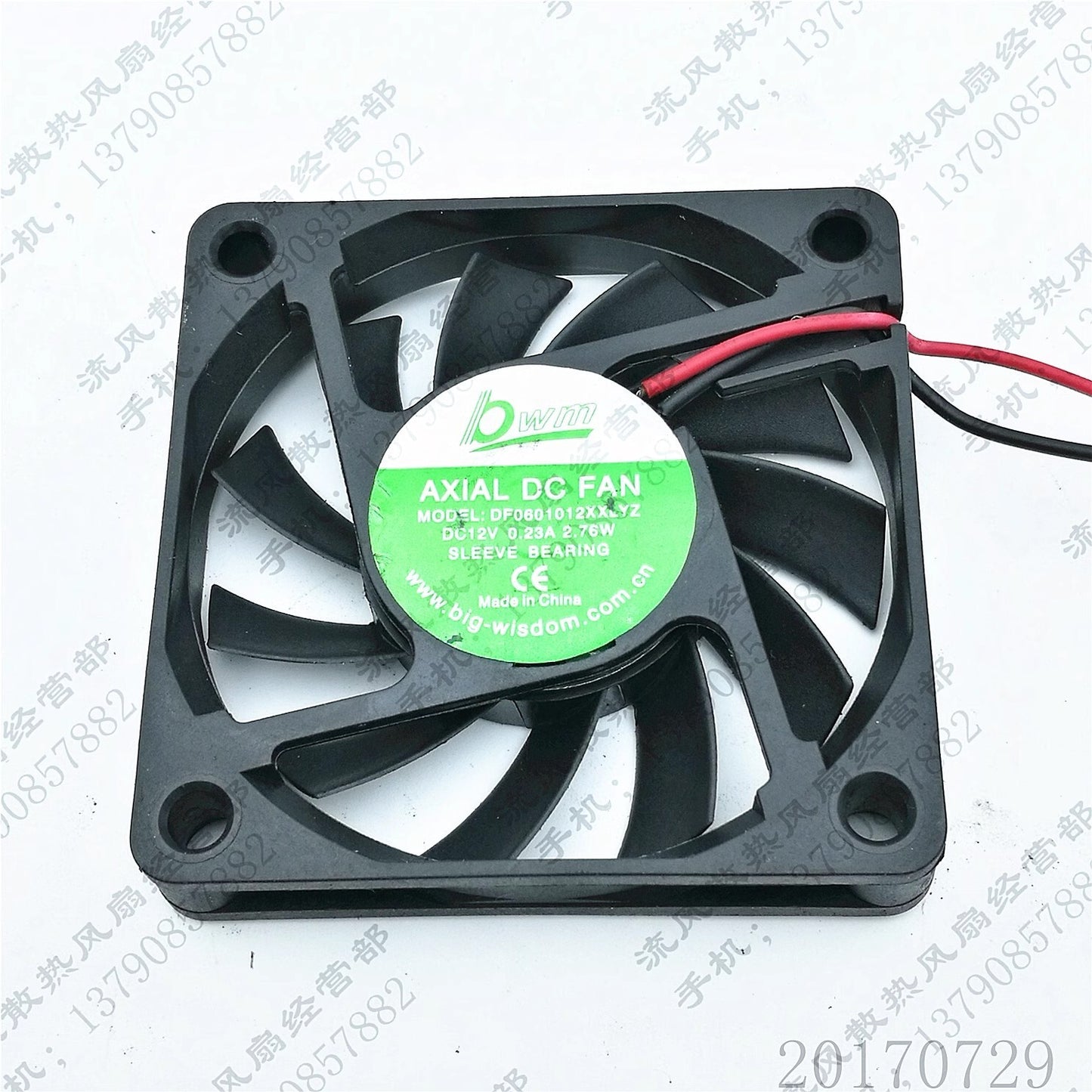 1PCS DF0601010XXLYZ 6010 DC12V 0.23A 2.76W 6CM 2-Wire Cooling Fan