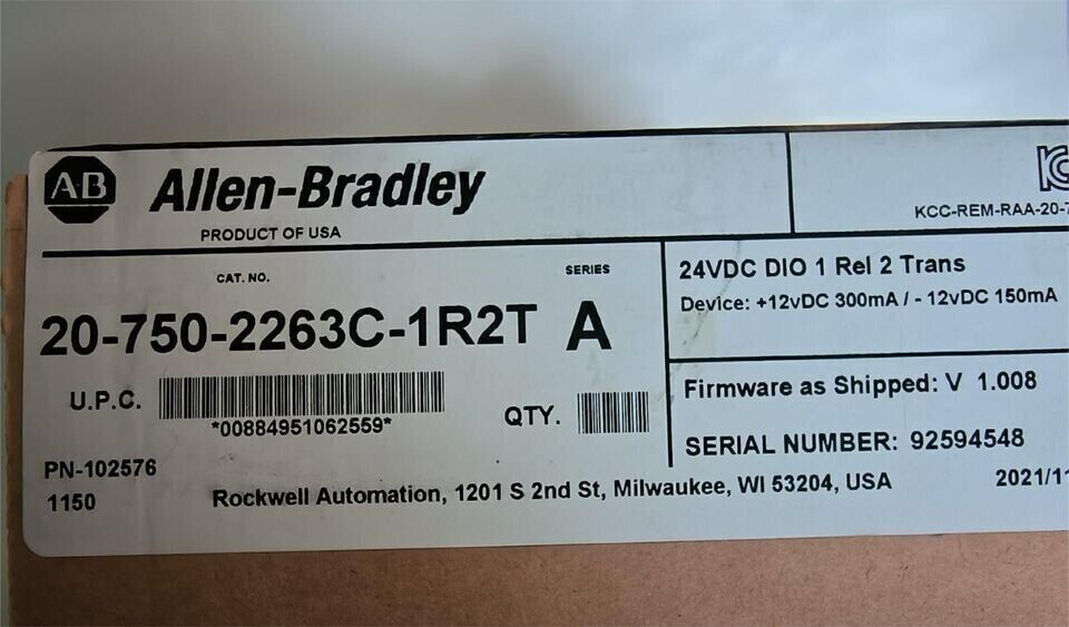 Allen-Bradley 750 24V Tran IO Option Module 20-750-2263C-1R2T - ALLEN-BRADLEY