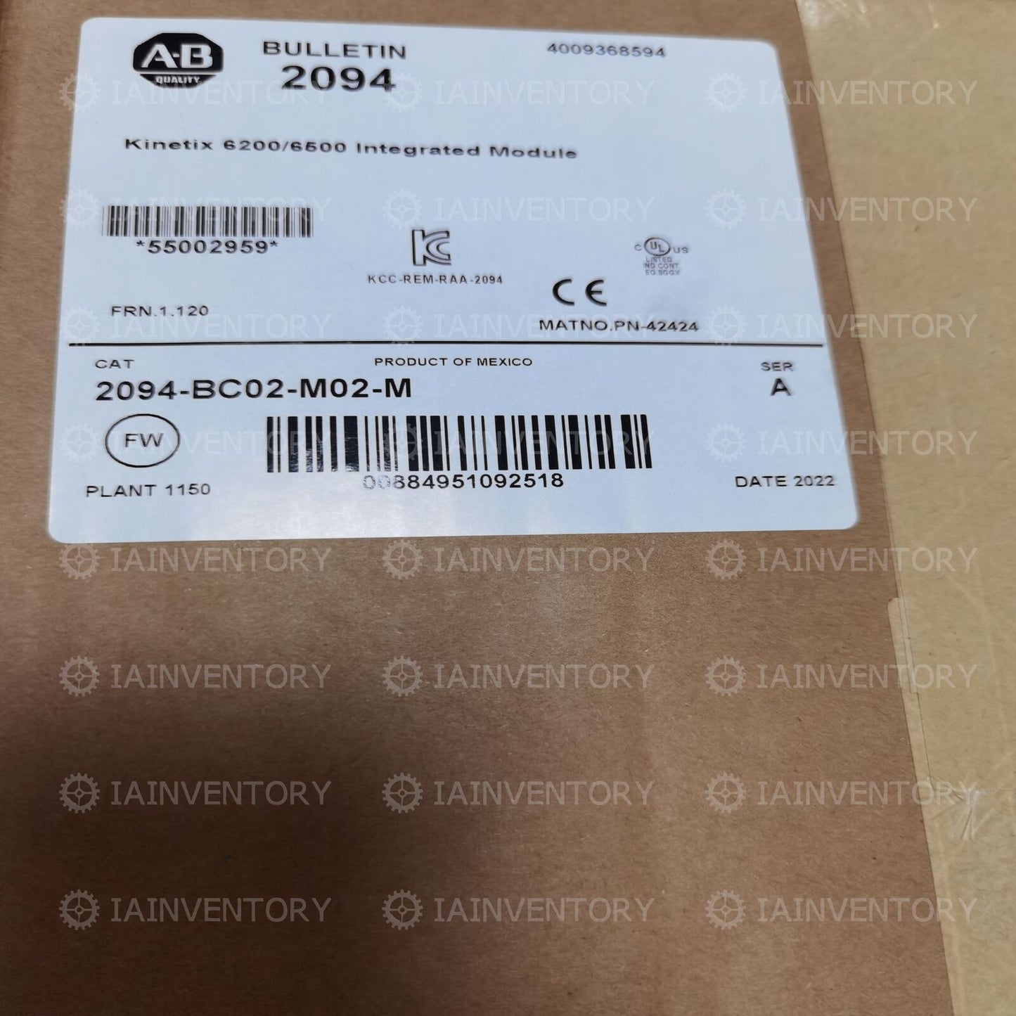 New In-Box Kinetix 6200/6500 Integrated Axis Module Model: 2094-BC02-M02-M - KINETIX