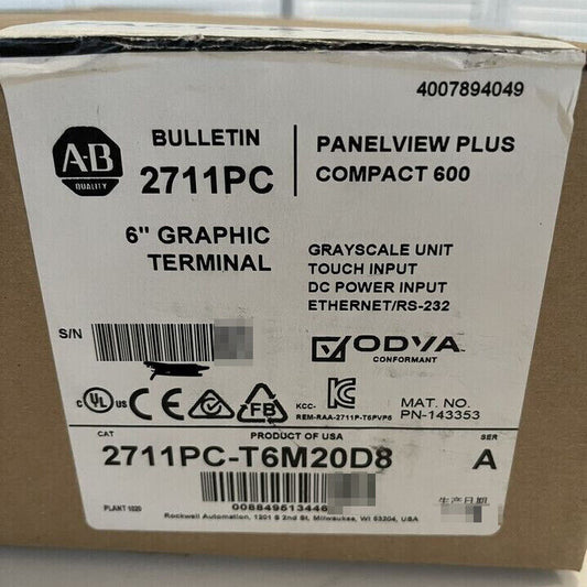 Surplus AB 2711PC-T6M20D8 PanelView Plus 600. Sealed. NEW SHIP - KOEED
