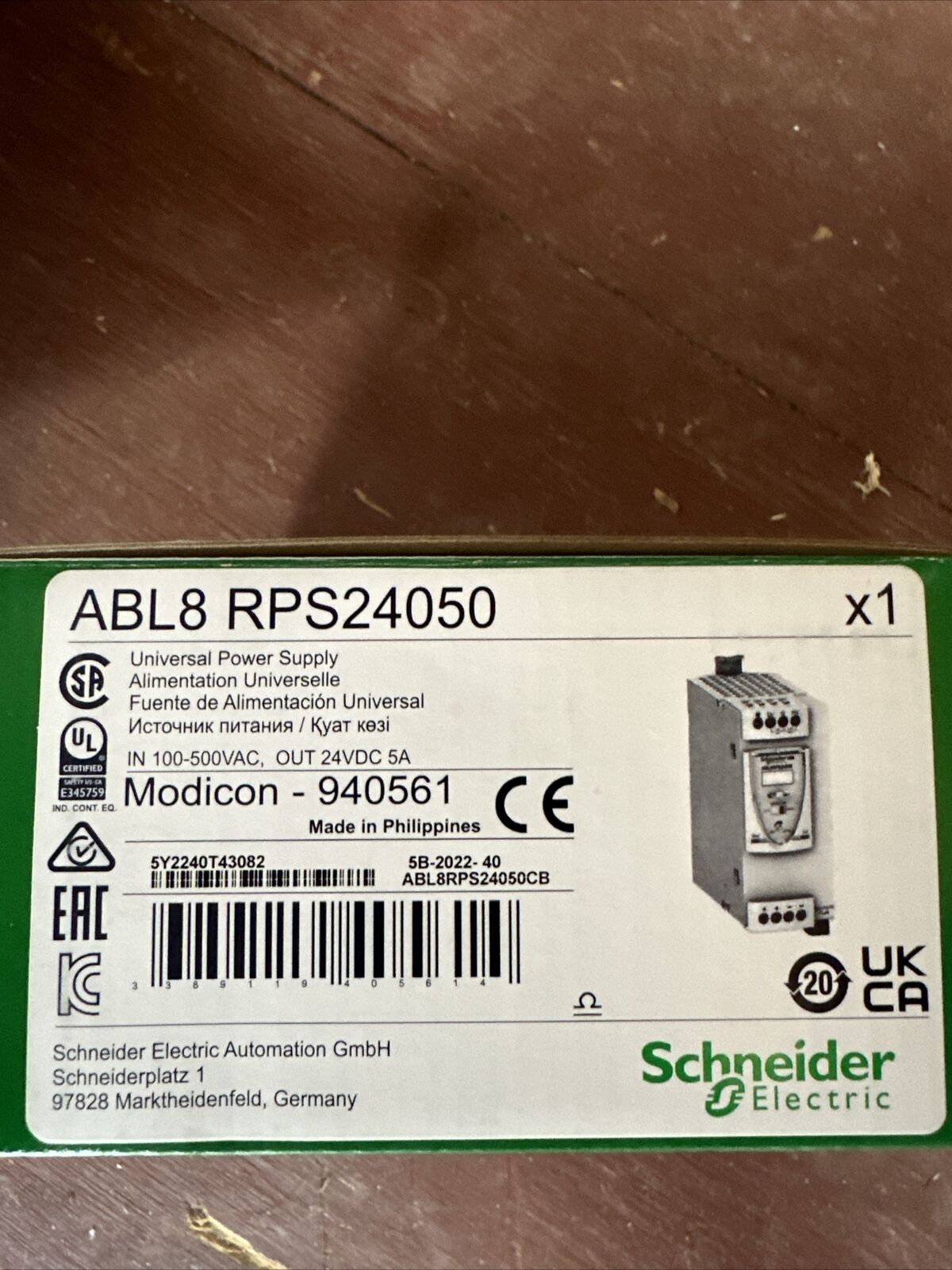 New Schneider ABL8RPS24050 24V 5A Power Supply - SCHNEIDER