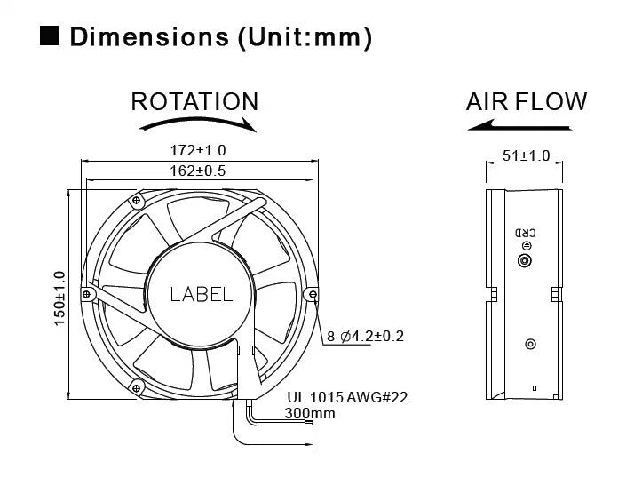 AC LXF FAN LXF-17251HSL 220V/240V 0.23A 38W Cooling Fan