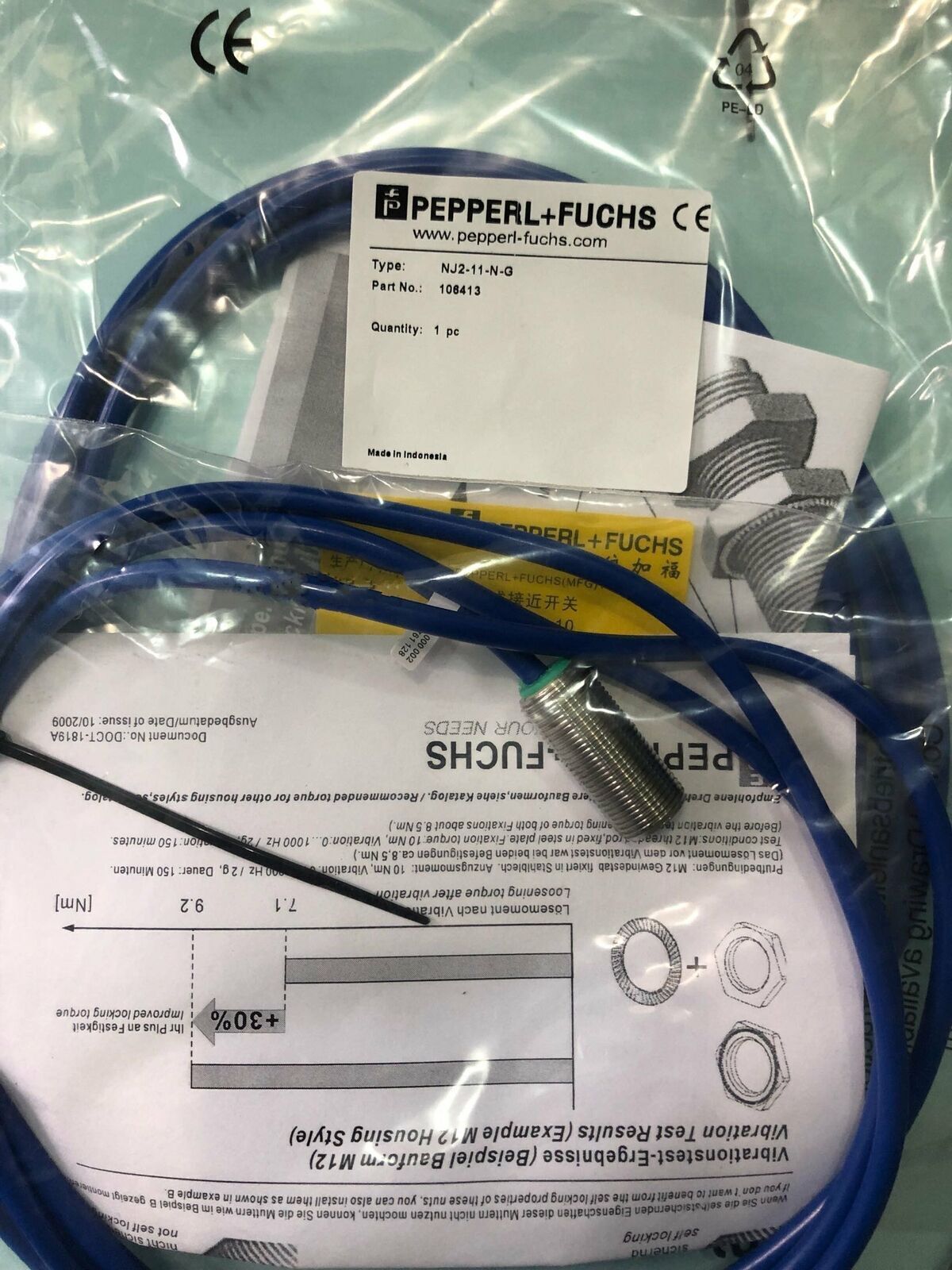 new One For PEPPERL+FUCHS NJ2-11-N-G Proximity Switch in Bag - PEPPERL+FUCHS
