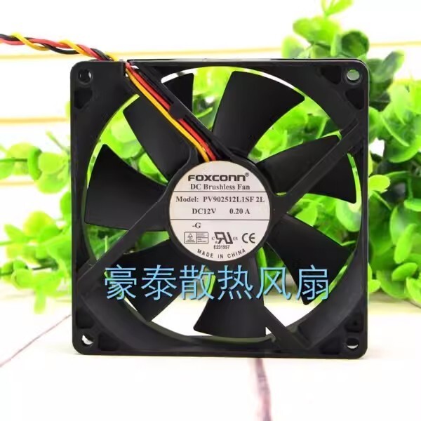 FOXCONN PV902512L1SF 2L 9025 DC12V 0.20A 9CM 3-Wire Silent Cooling Fan
