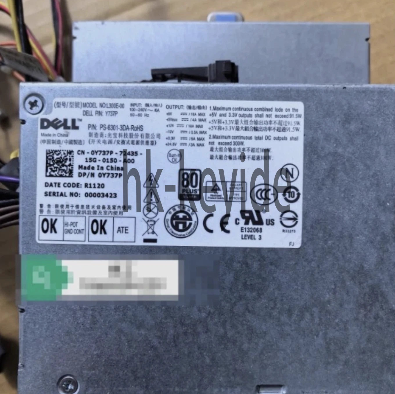 1pc For D300ED-00 L300E-00 H197R Y737P Power Supply module