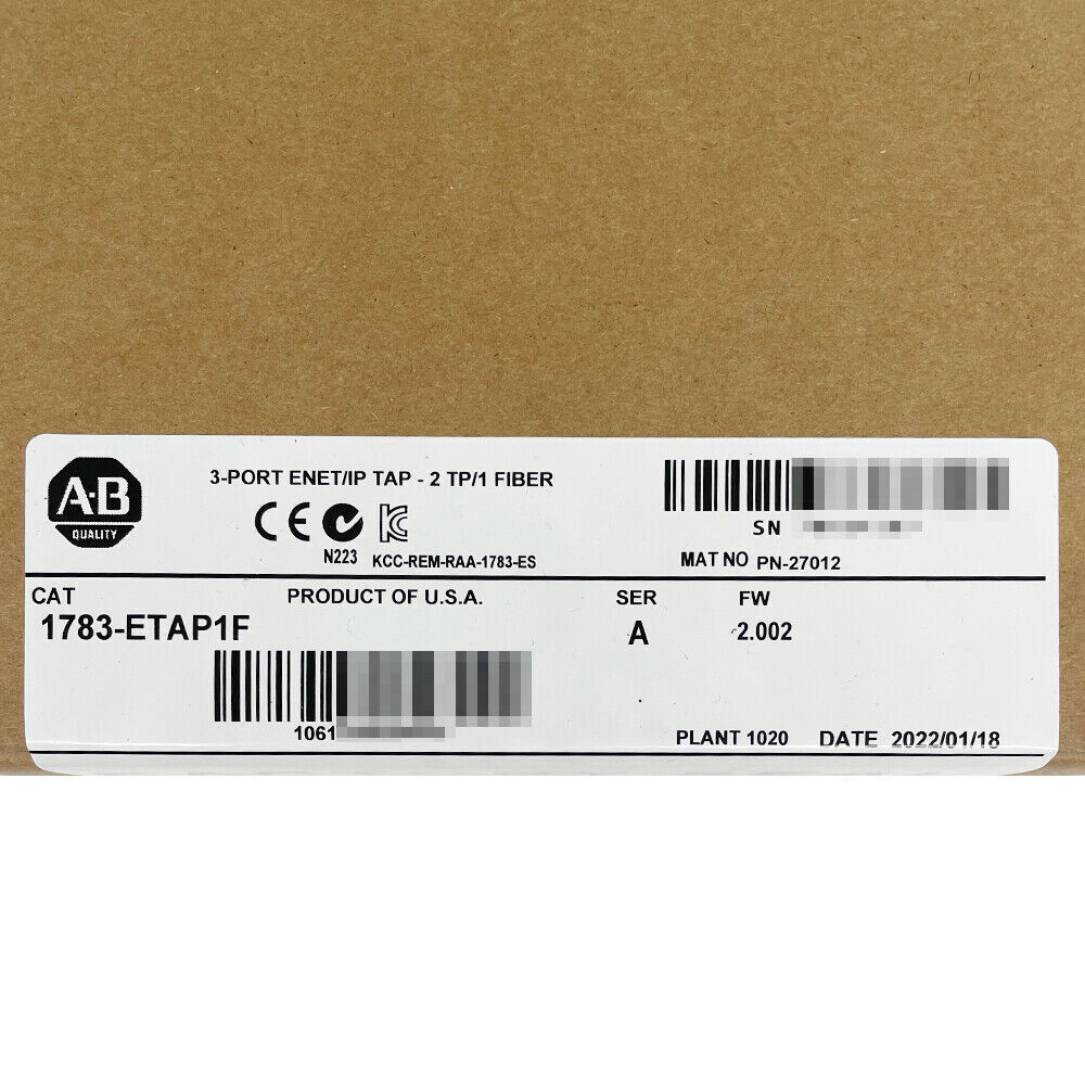 Allen Bradley 1783-ETAP1F Tap 2-Port Copper, 1-Port Fiber Optic USA - ALLEN BRADLEY