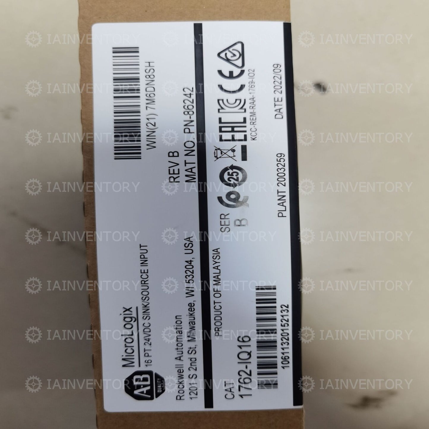 1PC Allen Bradley 1762-IQ16 SINOURCE Input Module - ALLEN BRADLEY