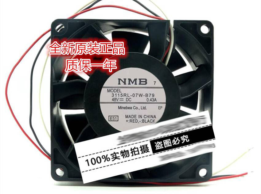 NMB 3115RL-07W-B79 48V 0.43A 8038 8CM 3-wire cooling fan