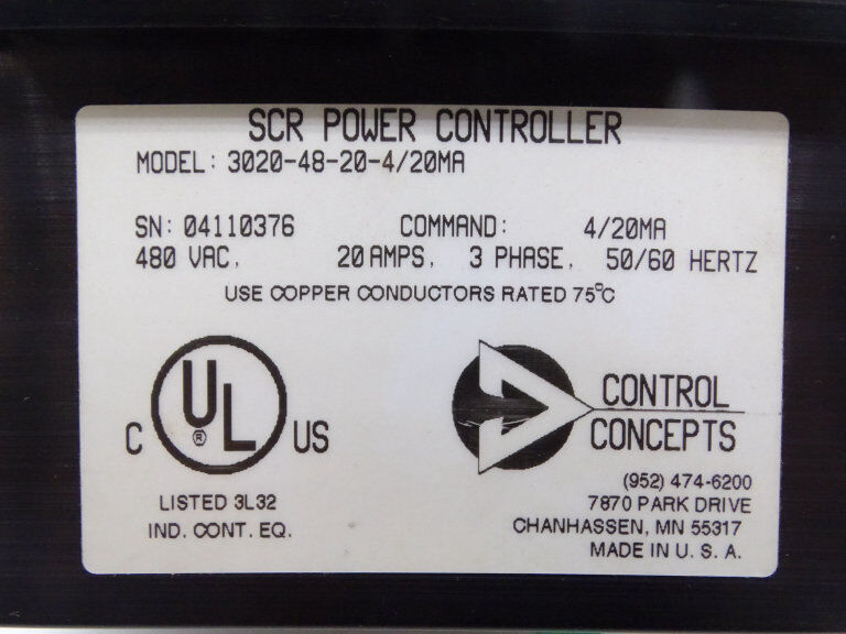 CONTROL CONCEPTS 3020-48-20-4/20MA PROCESS CONTROLLER - High-Quality Process Control Unit - CONTROL CONCEPTS
