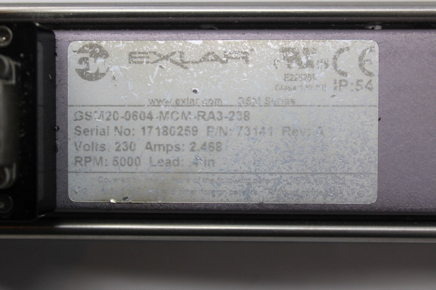 used Exlar GSM20-0804-MCM-RA3-238 - EXLAR